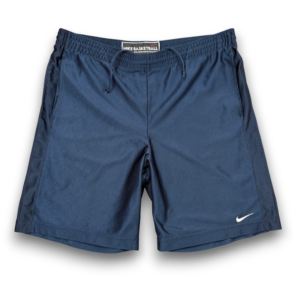 Nike Basketball Shorts Mens XL Navy Blue Mesh‎ Vintage Y2K 90s Dazzle Shiny